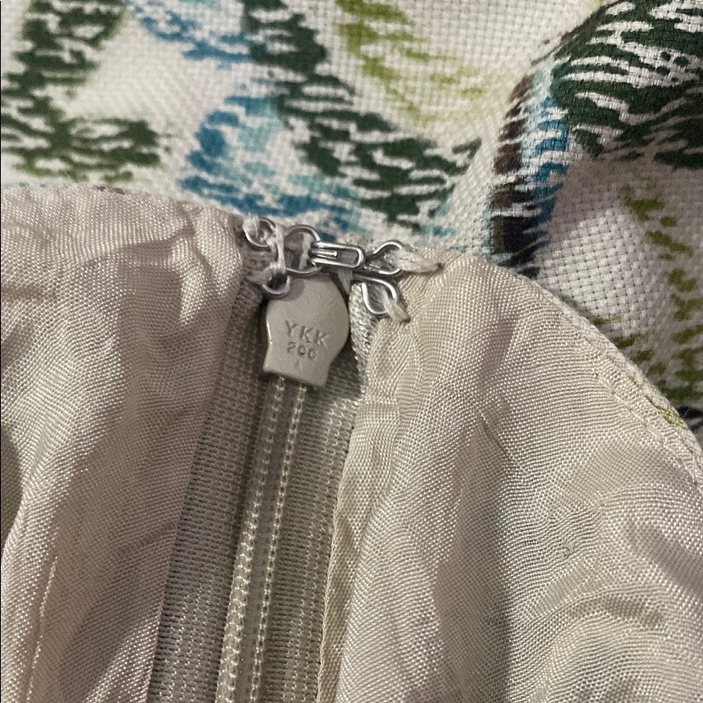 LOFT Blue/Green and Cream A-Line Skirt - Picture 4 of 10
